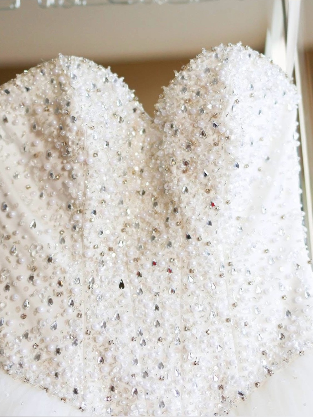 Beaded Strapless White Bridal Bodice